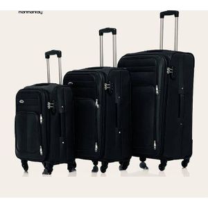 Ensemble De 3 Valises En Tissu Durable - Noir Classique GRANDE  MOYENNE PETITE