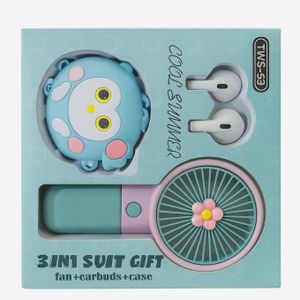 Kit cadeu écouteurs mini ventilateur 