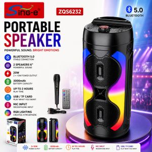 SinG-e Sing-ZQS6232 Enceinte Bluetooth Portable 20W RGB, Karaoké, Micro, USB/TF, 3000mAh