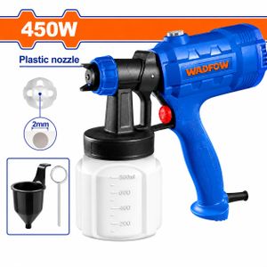 WADFOW Pistolet à Peinture Électrique 450W, Pulvérisateur avec Réservoir 800 ml, Buse 2 mm, Débit Réglable pour Murs, Bois, Métal et Meubles, avec Accessoires de Nettoyage