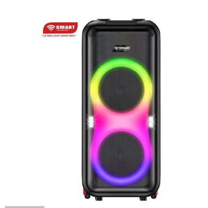 Smart Haut-Parleur Rechargeable -STHP-0100E -1000W- 2x10'' – Bluetooth – USB – AUX – 2xMicros – Télécommande – Noir
