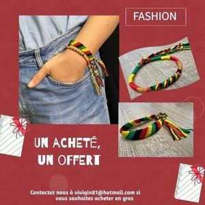 Deux Bracelet  Rasta Rouge Jaune Vert