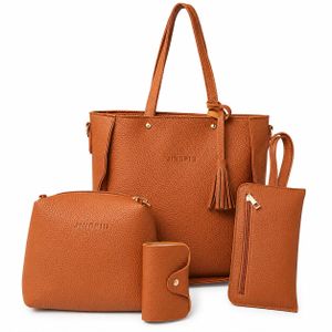 Ensemble de sacs à main 4 pièces pour femme - Marron camel