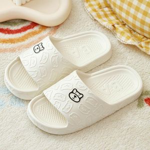 Pantoufles EVA blanches motif ours mignon, semelle épaisse antidérapante pour maison et salle de bain