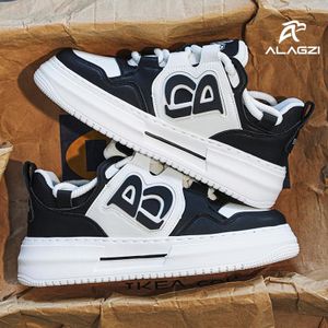 ALagzi Chaussures hommes nouvelles - Sneakers respirantes, baskets décontractées - Blanc et noir