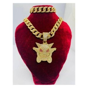 Chic Chaîne En Strass Or Chaîne Luxueuse Bling Médaillée POKEMON