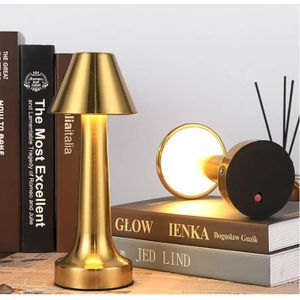 Lampe de Table Design LED Sans Fil – Rechargeable, Tactile, Style Moderne & Chic – Dorée