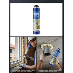 Vira  Espuma De Poliuretano – Mousse Polyuréthane Expansive Professionnelle 750ML