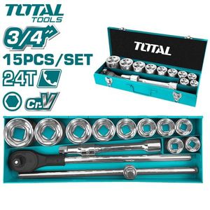 TOTAL Jeux De Douilles De 15 Pcs 3/4 X 10 Pcs NEUVE