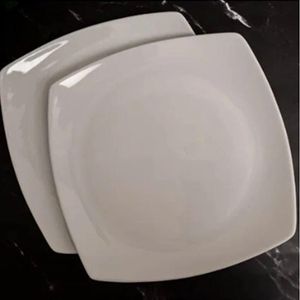 Lot de 6 assiettes à dessert plates en porcelaine blanche 