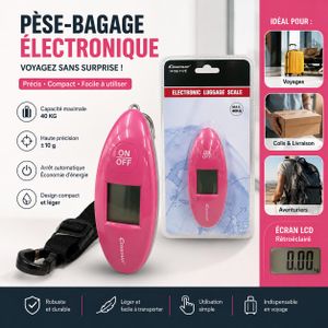 Pèse-Bagage Électronique Portable 40 Kg - Écran LCD - Haute Précision ±10 g - Rose