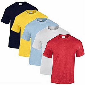Lot De 5 Tee-shirts En Pur Coton Noir-Jaune-Bleu Ciel-Gris-Rouge