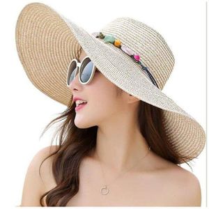 Chapeau De Paille à Large Bord Pour Dames, Chapeau De Soleil De Plage