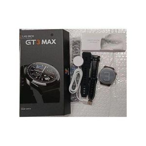 Smart Watch GT3 Max - Montre Connectée Ronde HD Appels Bluetooth NFC (3 Bracelets)