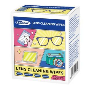 Boîte de 100 pcs de lingettes nettoyantes pour lunettes,appareil photo,ordinateur,écran de téléphone... 