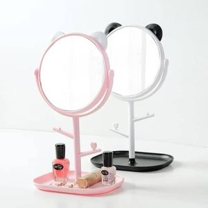 Miroir de Maquillage avec Porte-Bijoux Intégré – Design Chat Élégant