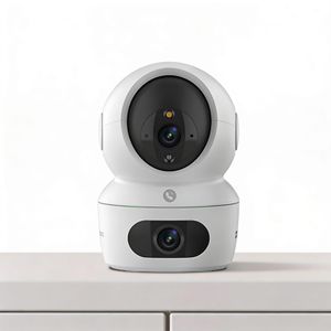 EZVIZ Caméra Intérieure Intelligente à Double Objectif - Pose Facile Sans Travaux + Bouton d'Appel Direct-  H7c Dual 2K+
