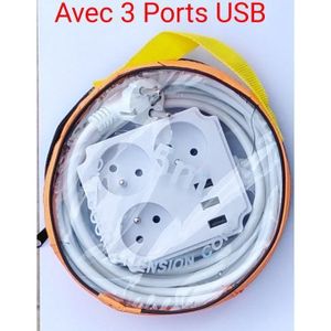 Rallonge 3 Prises + 3 Portes USB 5 M Original Très Très Bonne Qualité
