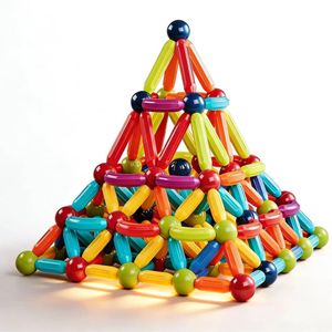 Jeu de construction magnétique éducatif 64pcs- multicolore