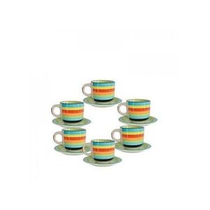 Set De 6 Tasses à Café + Sous-Tasse En Porcelaine - Multicolore HU
