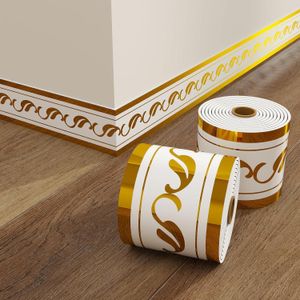 Moulure murale 3D en mousse autocollante – Frise murale adhésive 10 cm de large, 5 m de long or