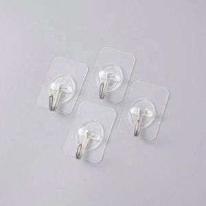 Lots de 6 crochets mural en plastique transparent double face adhésif