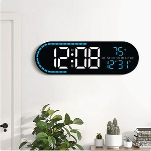 Horloge murale numérique LED multifonctionnelle avec affichage de la température et fonction réveil