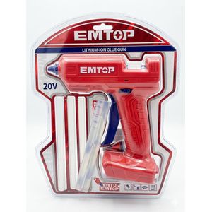 Emtop Pistolet à Colle Sans Fil  20V – Lithium-Ion Glue Gun Professionnel