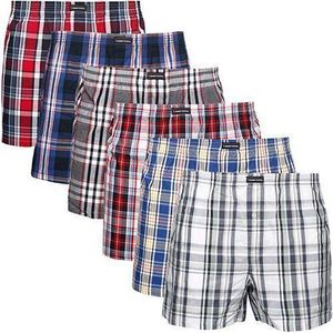 Lot de 6 Caleçons Boxers Homme - 100% Coton - Motifs carreaux Multicolores