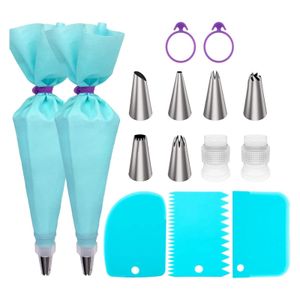 TodyJeyHo Ensemble de poches à douille réutilisables et douilles, outils de décoration de gâteau avec poches à pâtisserie, douilles pour poches à douille, coupleurs et liens de sacs de glaçage pour biscuits et cupcakes