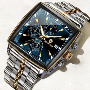 BINBOND B911 Men'S Casual Sports Watch Stainless Steel Quartz Movement IP67 Water Resistant Luminous Hands-BLUE