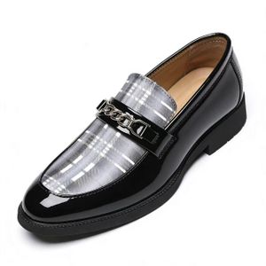 Chaussures en cuir à carreaux pour homme, élégantes et de grande qualité | Chaussures de cérémonie | Chaussures décontractées | Chaussures urbaines - Noir