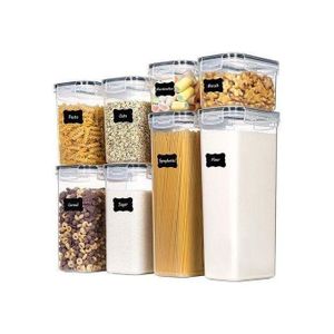 8 PCS Conteneurs De Stockage De Nourriture Avec Couvercle, Cuisine Et Garde - Manger Organisent Des Pots De Céréales, De Produits Secs, De Farine Et De Sucre - White