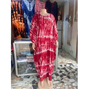 Boubou Long Femme - Imprimé Batik Rose & Blanc