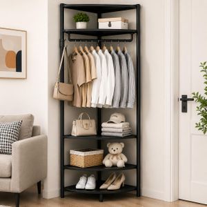 Porte-Vêtements Triangulaire avec Étagères – Penderie Multifonction Moderne & Gain de Place ( Blanc)