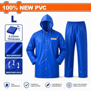 WADFOW Ensemble Imperméable Homme PVC 100% Étanche avec Capuche – Veste et Pantalon de Pluie Résistants pour Moto, Travail Extérieur, Pêche et Randonnée