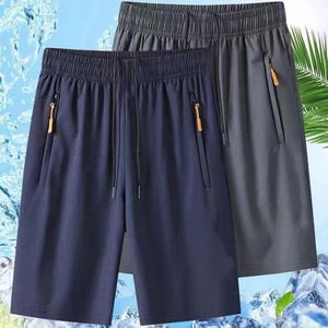 	2PCS Short Homme Été Luxe Soie de Glace Séchage Rapide Short Décontracté Sportif Ample pour Plage-gris/bleu