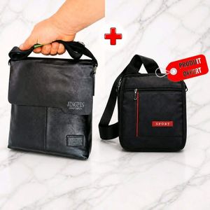 A4 Fashion Pochette Bandoulière Casual Bleue + Sac offert - NOIR