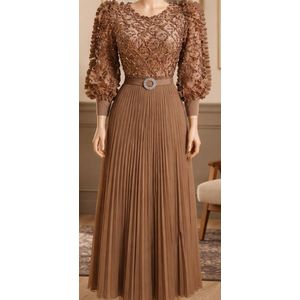 Longue Robe En Soie Marron 