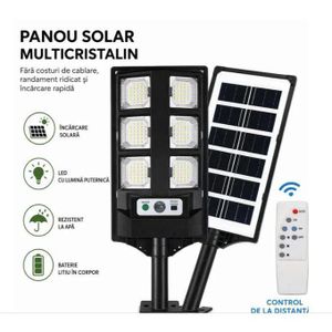 Lampe solaire rue avec Panneau Solaire Intégré, 6 DIRIGÉ Fort, Télécommande, capteurs de Lumière, Résistance À Eau de gros