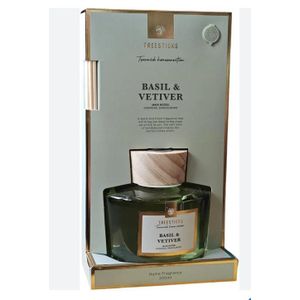 Importé de France, 200 ml parfum. Diffuseur de parfum maison bâtonnets . Boite de cadeau, senteur (BASIL& VETIVER) ( Basilic et Vétiver). Importé de France.