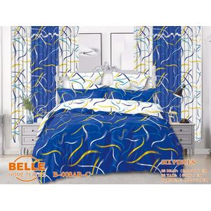 Belle Lot de 2 Draps 2Taies et 2rideaux - Confort et Élégance pour Lit 3 Places