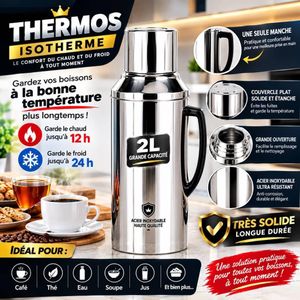 Tres bon Thermos Isotherme - 2 Litres – Solide, Durable et Grande Capacité