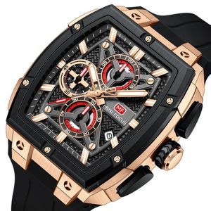 MINI FOCUS Montre Homme, Montre De Luxe à Quartz, Avec Calendrier, En Gomme, Très Tendance, Nouvelle Collection MF0602G