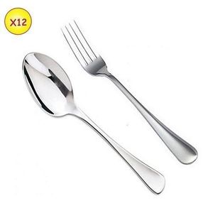 Lot De 12 Couverts ( 6 Cuillères Et 6 Fourchettes ) De Luxe De Table -  Inox