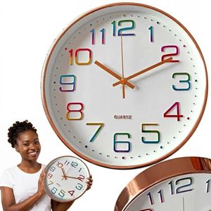 Horloge murale - horloge silencieuse sans tic-tac moderne à piles pour salon, cuisine, bureau, décoration - Multicolore