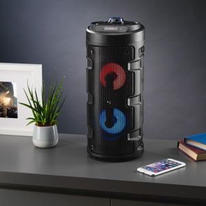 Hyper puissant Enceinte de fête Bluetooth sans fil – Haut-parleur mobile Bluetooth avec éclairage LED RVB double haut-parleur radio FM, entrée auxiliaire, carte SD, microphone