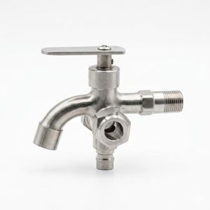 Robinet Double Sortie En Acier Inoxydable Brossé - Robinet Multifonction 3 Voies Pour Machine À Laver, Jardin Et Douchette