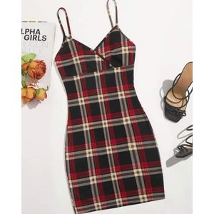 SHEIN Robe rouge carreaux