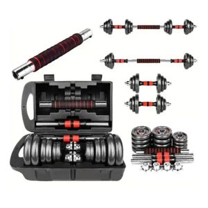 Haltère Réglable De 30 Kg En Acier chromé Avec Barre De Connexion Et Boîte De Rangement 